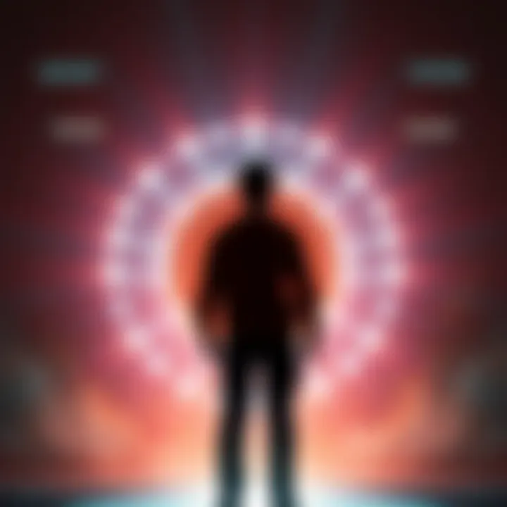 A person stands before a glowing Ray Sphere, contemplating the decision to activate it for superpowers, with an aura of excitement and concern.