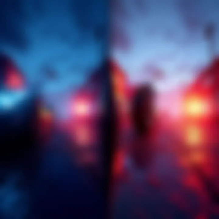 A side-by-side comparison of gaming graphics with ray tracing effects on and off, highlighting enhanced shadows and reflections in the ray traced version.