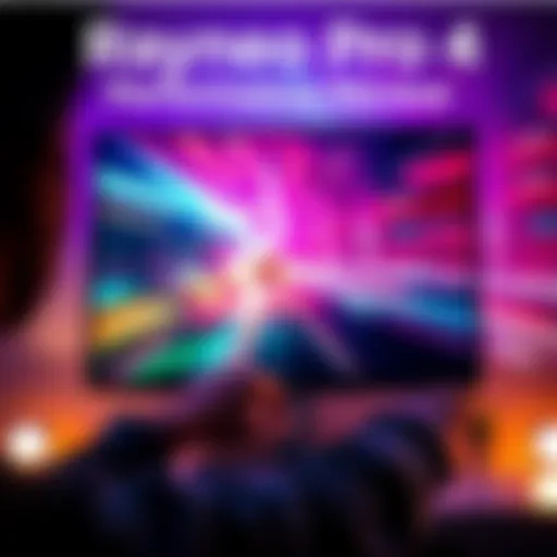 Rayneo Pro 4 Monitor Rayneo Pro 4 monitor displaying vibrant HDR10 visuals with a person adjusting the settings