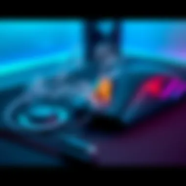 Razer mouse charging cable A Razer mouse charging cable with a burnt section, positioned next to a damaged mouse pad, emitting a faint smoke