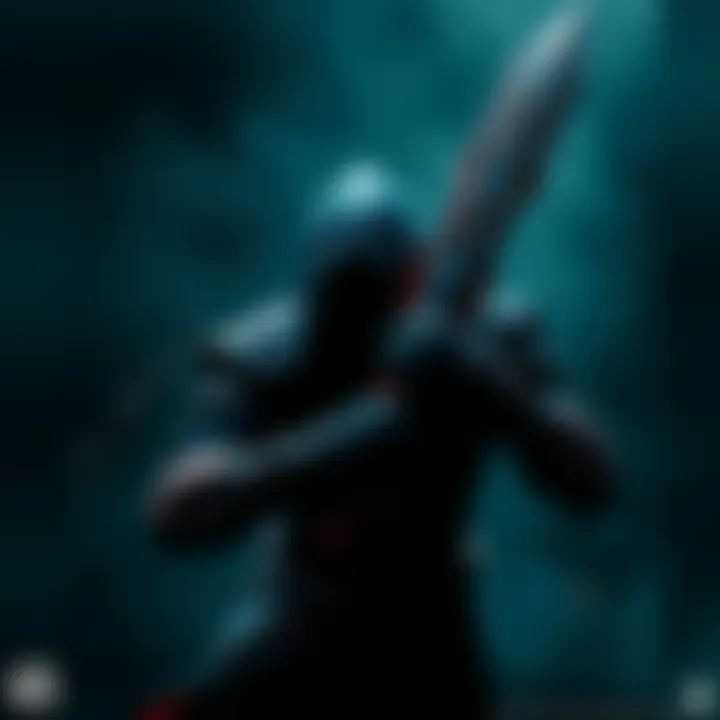 Raziel holding the Blood Reaver sword, embodying the connection between them, in a dark and mysterious setting.