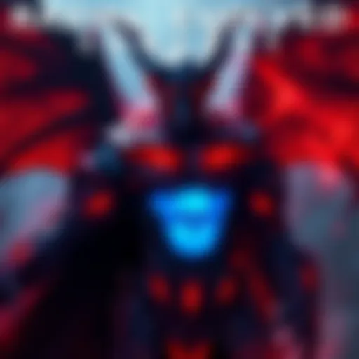 Concept art of Raziel transformed into a Dragon-Bat humanoid with clan symbols