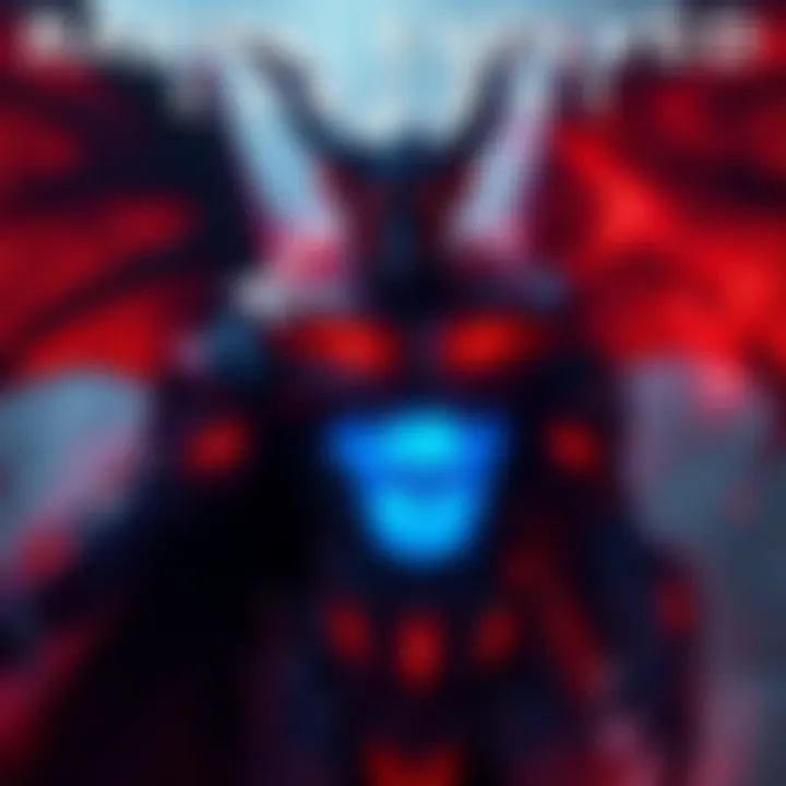 Concept art of Raziel transformed into a Dragon-Bat humanoid with clan symbols