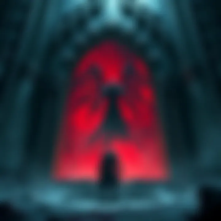 Fan artwork depicting Raziel emerging from a shadowy portal, symbolizing his potential escape from the Soul Reaver, with Kain standing in the background contemplating the decision.