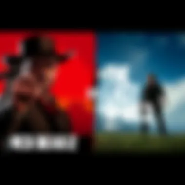 A split-screen showing scenes from Red Dead Redemption 2 on one side and The Last of Us Part 2 on the other, highlighting their different environments and characters.