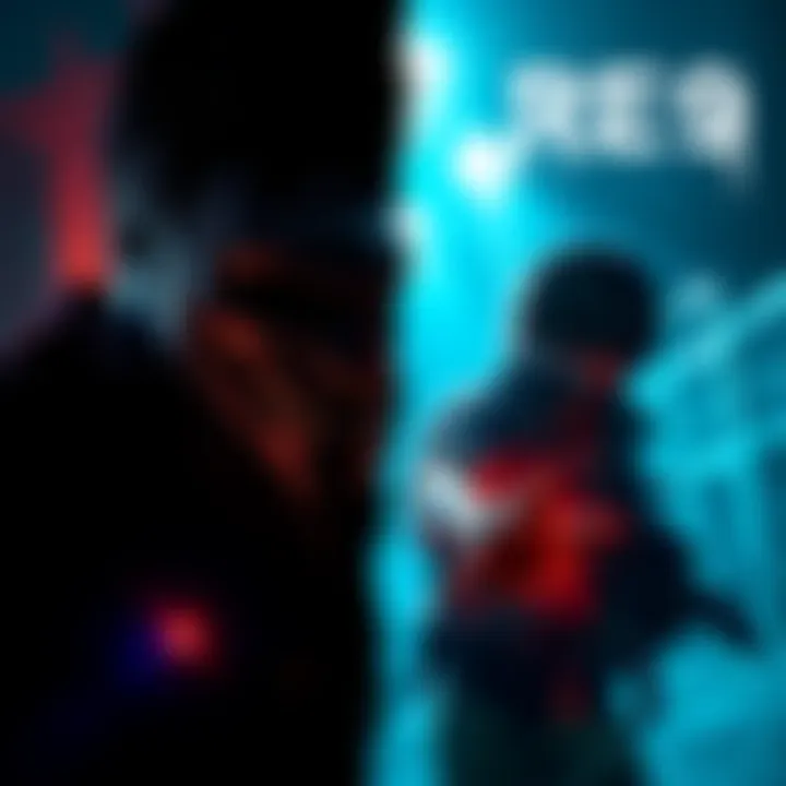 A split image showing gameplay scenes from RE2 Remake on one side and RE9 on the other, highlighting their graphics and horror elements.