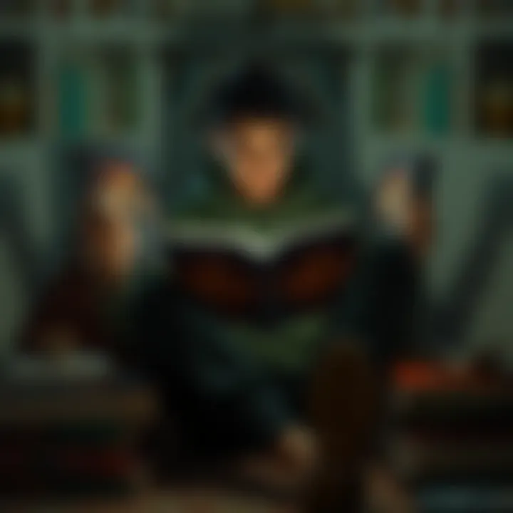 A person sitting in a cozy corner, surrounded by Halo book copies, reflecting on their reading experience, looking thoughtful and engaged.