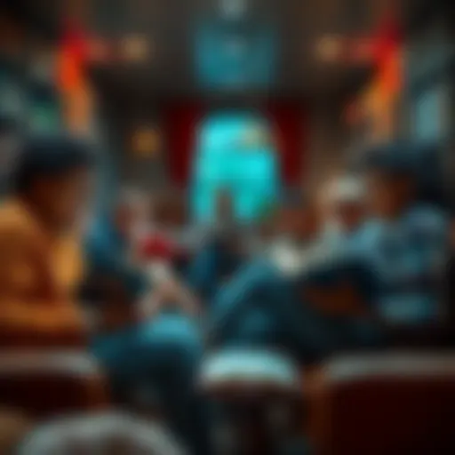 A diverse group of people enjoying books in a cozy reading nook with warm lighting and comfy chairs.