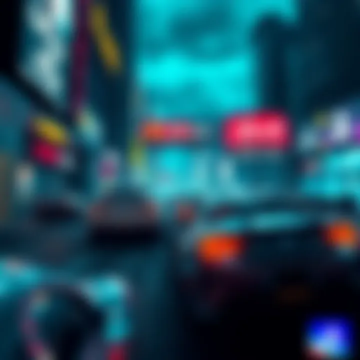 A scene from a racing game showing branded cars and real-life advertisements in the environment