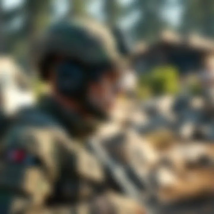 Real-Life Camouflage for Tactical Games A soldier wearing camouflage inspired by the Peace Walker design during a tactical game in an outdoor setting.