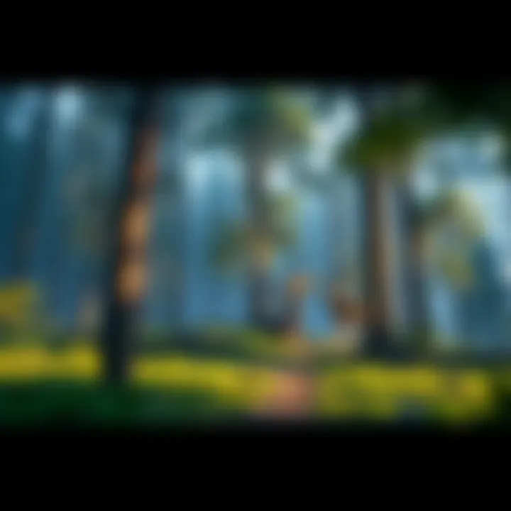 Realistic Game Environment A detailed forest scene from a video game showing lifelike trees and wildlife, emphasizing immersive gameplay.