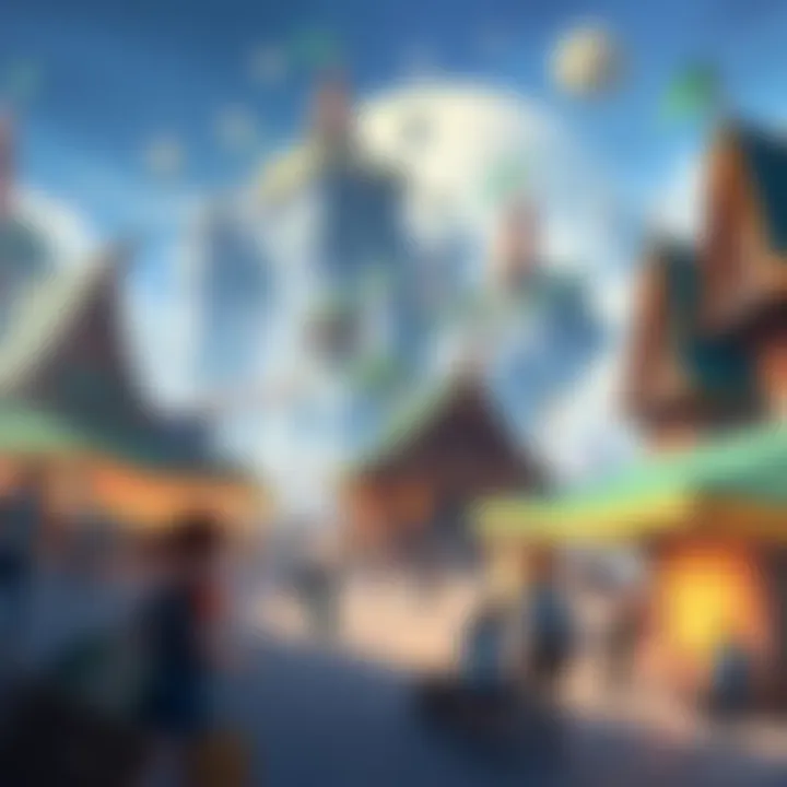 A vibrant video game scene showcasing a detailed town square filled with characters interacting and engaging in various activities, highlighting realistic graphics and advanced NPC behavior.
