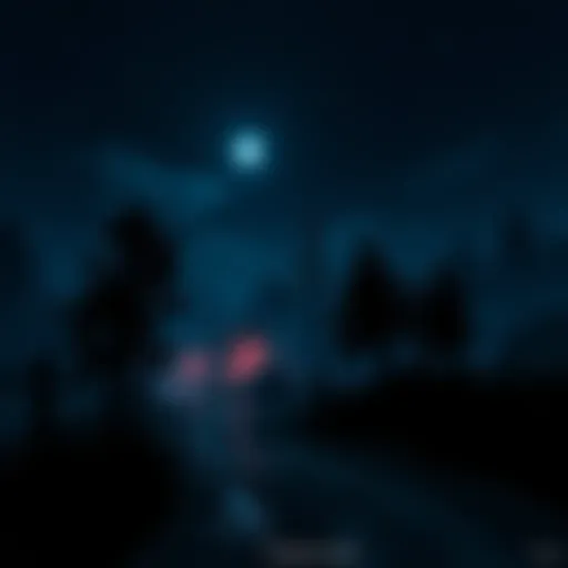 A dark, immersive video game environment with stars and moonlight casting shadows, emphasizing a realistic night experience without horror elements.