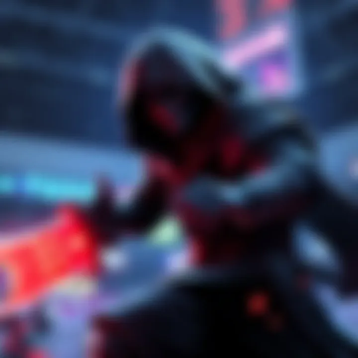 Reaper in action during a game A character resembling a shadowy figure with a hood and a weapon, executing a teleport move while flanking opponents in a game