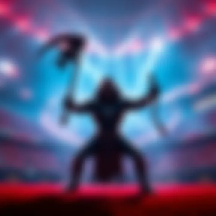 Reaper showing its powerful stance in a stadium competition, demonstrating strength and strategy.