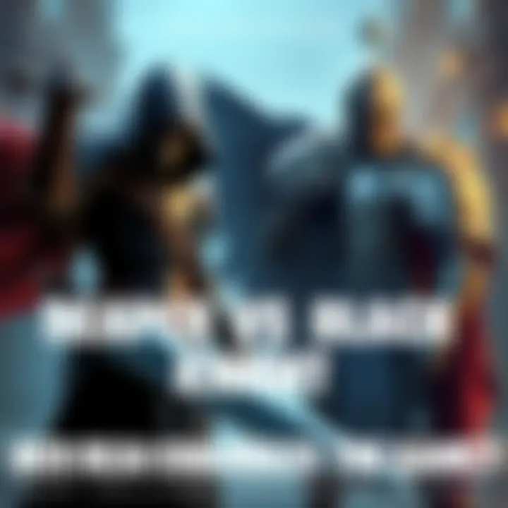A comparison of Reaper and Black Knight characters with Reaper in dark attire and Black Knight clad in shiny armor, both ready for battle in a gaming environment.