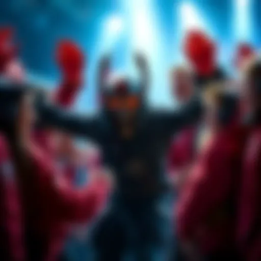 A Reaper main shows appreciation for their healers while celebrating a win in a competitive game, surrounded by teammates with joyful expressions.