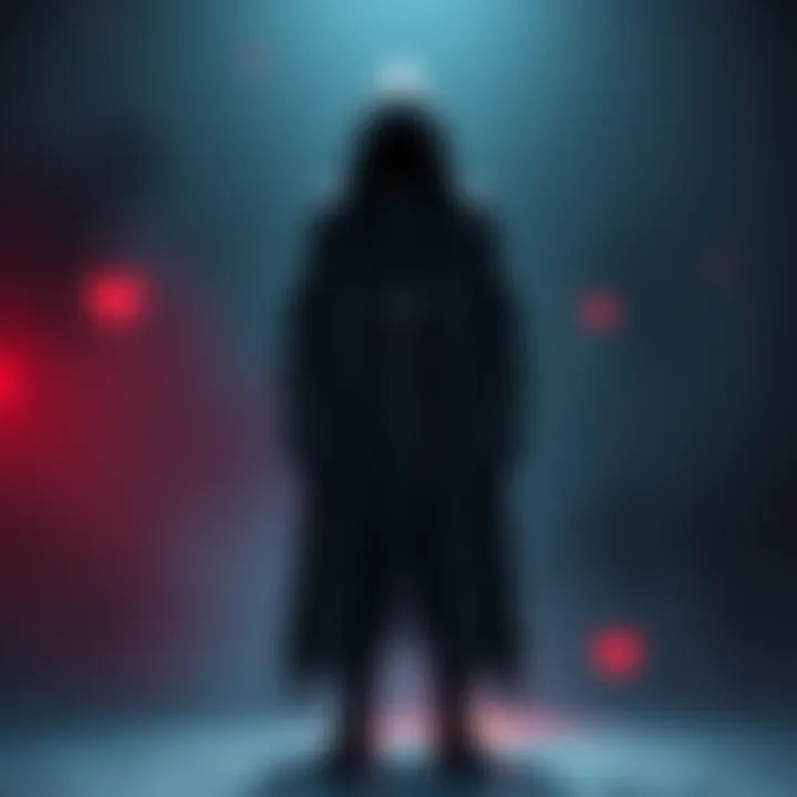 Reaper standing alone A character known as Reaper stands with a solemn expression, reflecting a quest for love and acceptance in a dark, atmospheric setting.