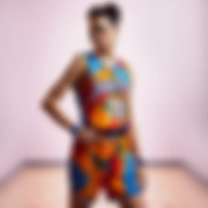 Rebecca poses in a colorful basketball outfit ready for an art project, showcasing creativity and dedication.