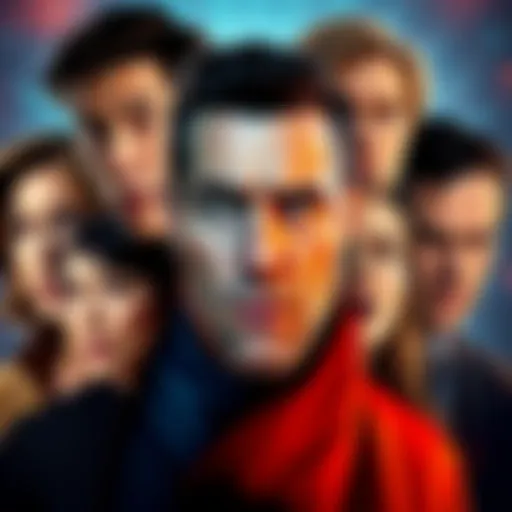 A collage of characters from the Reboot, showcasing their evolution from early drafts to the final script, highlighting expressions of surprise and tension