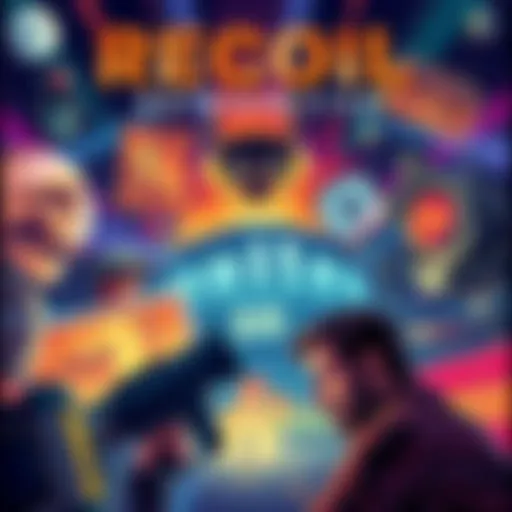 Cover illustration showing key themes from the HS39 edition of Recoil Retrospective, featuring game elements and film motifs