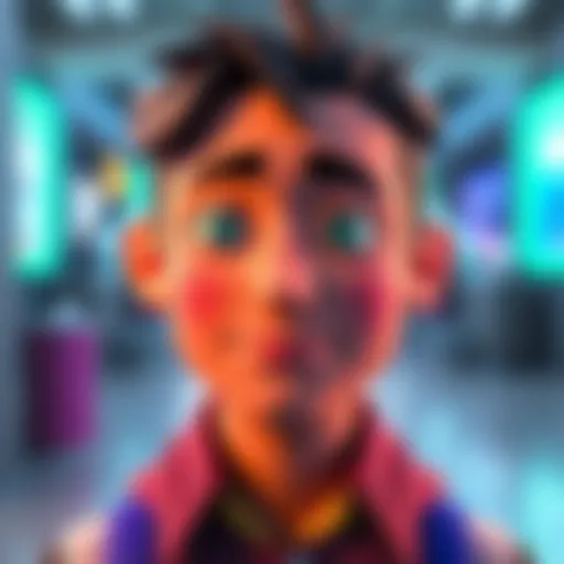 A character model featuring bright colors and a basic design, highlighting community criticism about its originality.