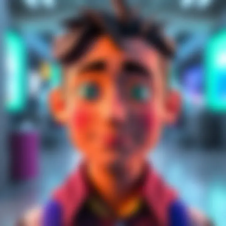 Recolored Character Model A character model featuring bright colors and a basic design, highlighting community criticism about its originality.