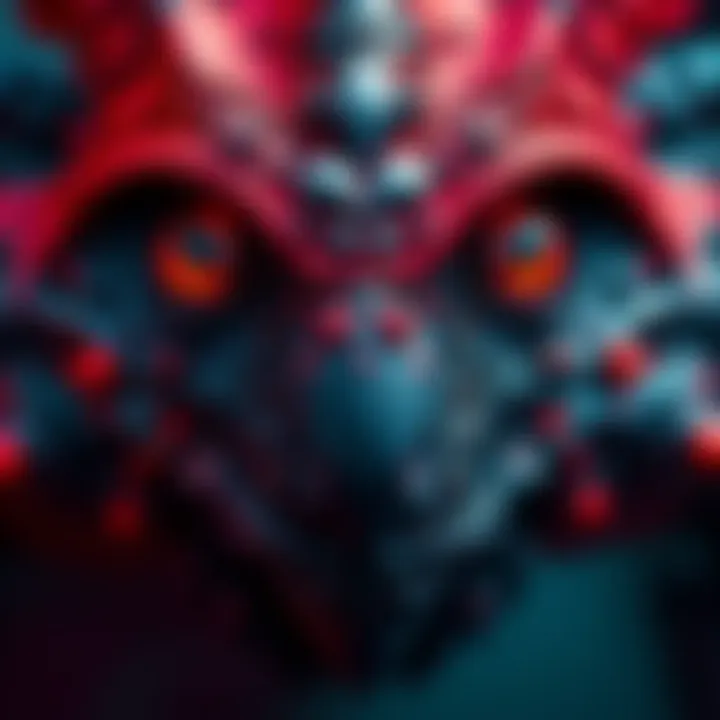 A close-up view of the red eyed Revenant Screeb showcasing its vivid colors and unique features.