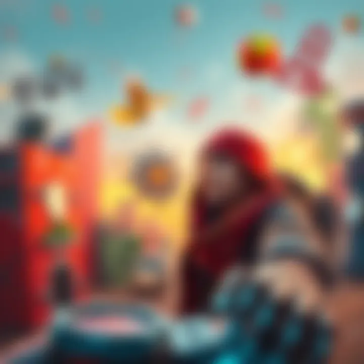 Red bandana character in a game environment A red bandana character facing obstacles and challenges in a colorful game world, looking determined to save themselves