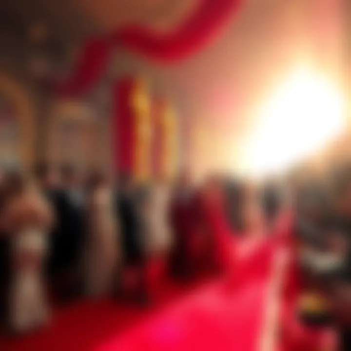 Red carpet at the 2025 Oscars Celebrities walking on the red carpet at the 2025 Oscars, showcasing glamorous outfits and posing for photos.