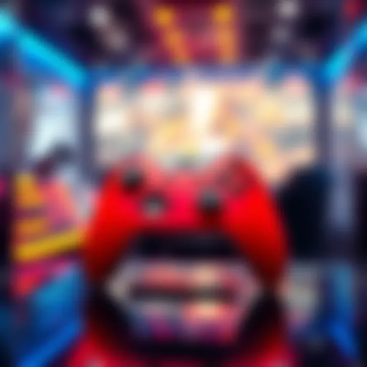 Red Cipher Controller on Display The Red Cipher controller for Xbox Series X features a sleek design with vibrant colors, showcasing its premium quality and gamer-friendly layout.