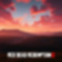 A breathtaking scene from Red Dead Redemption 2 showcasing its impressive graphics, featuring a vast open world with mountains and forests under a colorful sky.