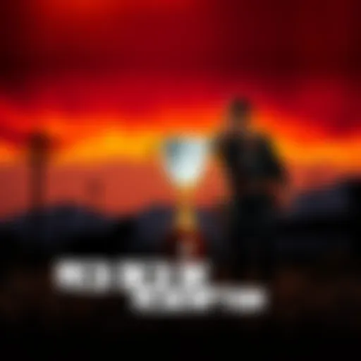 A screenshot of the Red Dead Redemption game showing a player character standing proudly beside a Platinum trophy icon, symbolizing achievement in the game.