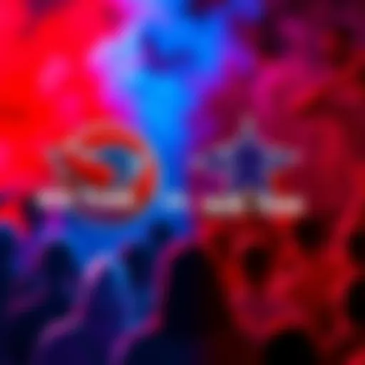 Graphic showing Red Team and Blue Team logos with fans debating their loyalty