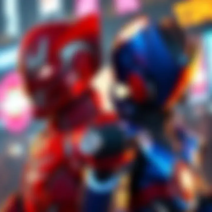 Artistic representation of Red and Blue characters from GMOD showcasing vibrant colors and dynamic poses.