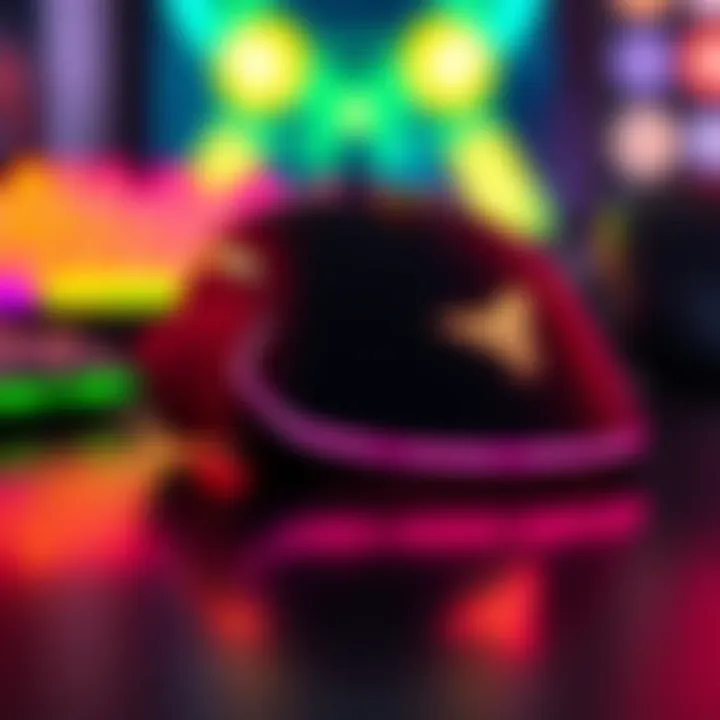 Close-up of the Redragon M612 PRO RGB Gaming Mouse showing its RGB lighting and programmable buttons