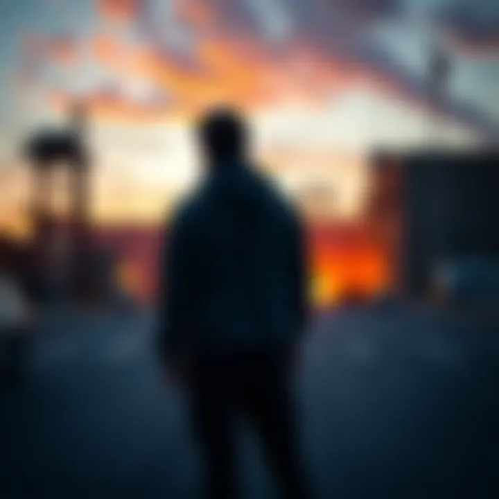 A person standing in front of a significant Air Force base in Dayton, Ohio, showcasing the city's industrial feel.