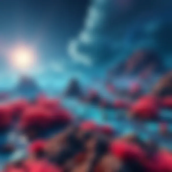 A scenic view of the Reef's Edge terrain showing vibrant colors and engaging features that attract players' attention