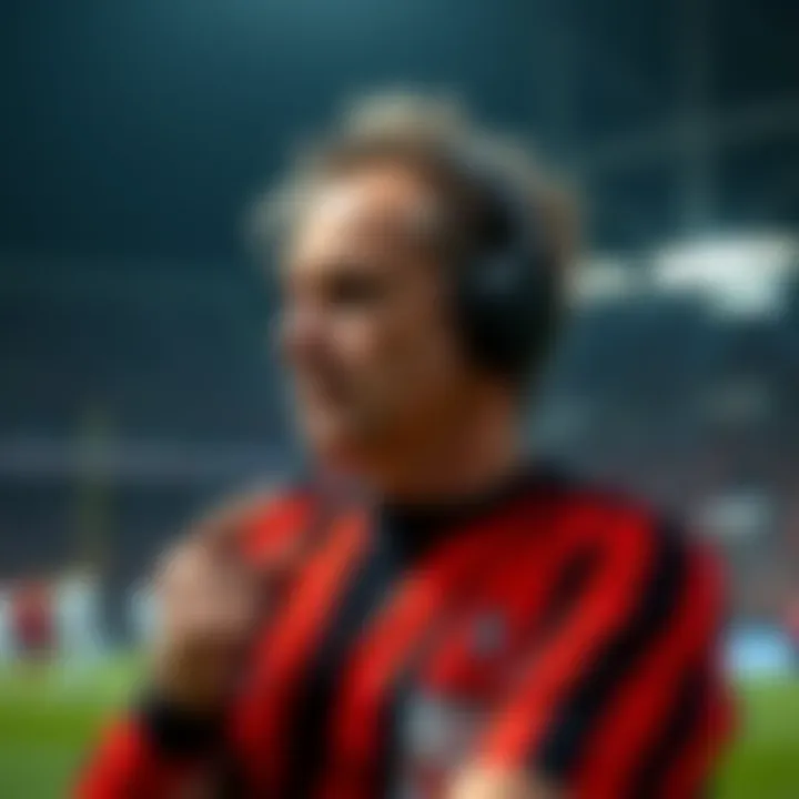 A referee engrossed in braindances during a game, showing distraction on the field.