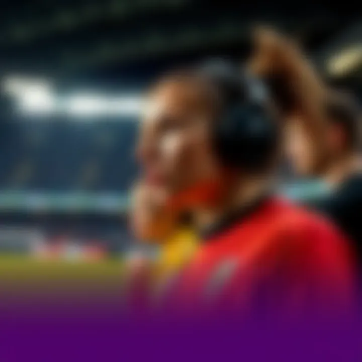 Referee girl expresses live reactions while observing the match, showing excitement and focus.