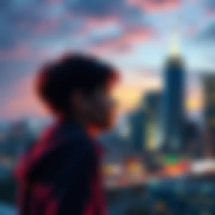 A young person looking thoughtfully at a city skyline, representing personal growth and challenges faced at age 20.