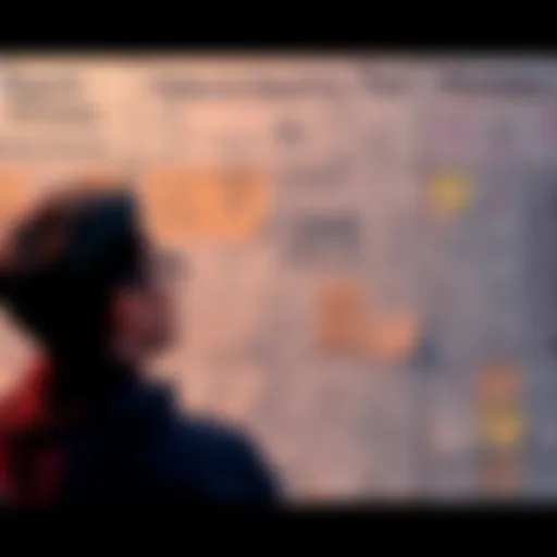 A person looks thoughtfully at a wall covered in notes and sketches about team dynamics and missed opportunities.