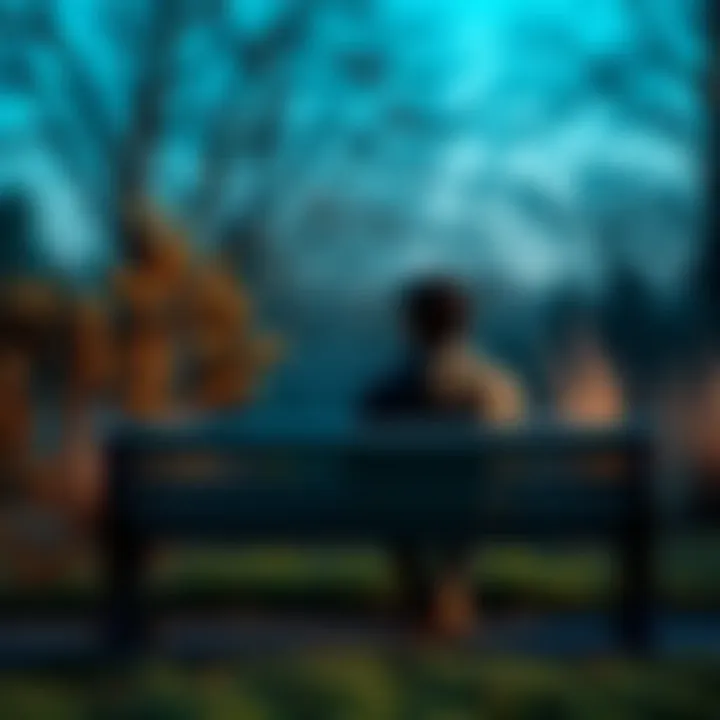 A person sitting on a park bench looking thoughtful, surrounded by nature, symbolizing personal growth and reflection after a year of commitment.