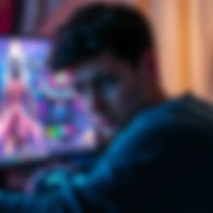 A person looking frustrated while gaming, with a computer screen displaying a gaming character and stats, reflecting disappointment in a build choice.