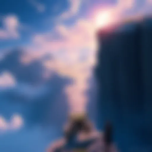 A player character standing at the edge of Regretless Cliff, looking at a distant shrine with a challenging path ahead in the game Echoes of Yi Samsara.