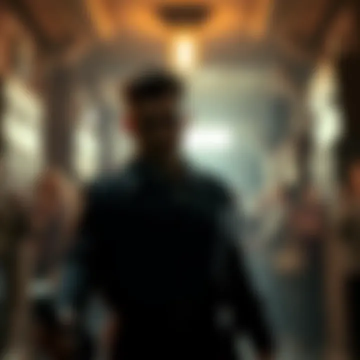 Reg stands dramatically in a dark basement, creating tension with his presence as fans react to his entrance.