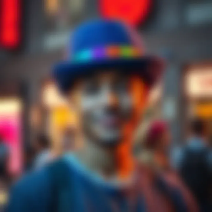 A character depicted as a regular person with a colorful pride hat, showcasing a humorous shader style.