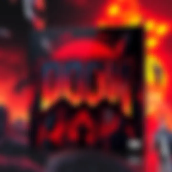 A colorful reinterpretation of the classic 1993 DOOM video game box art featuring bold graphics and a modern style.