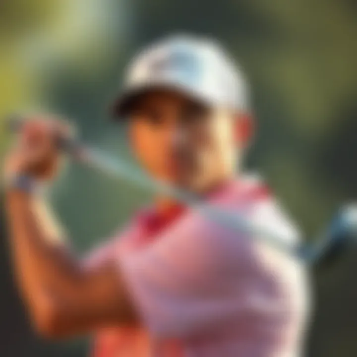 Golfer Rein adjusting his swing with a focused expression, showcasing changes in technique on the course.