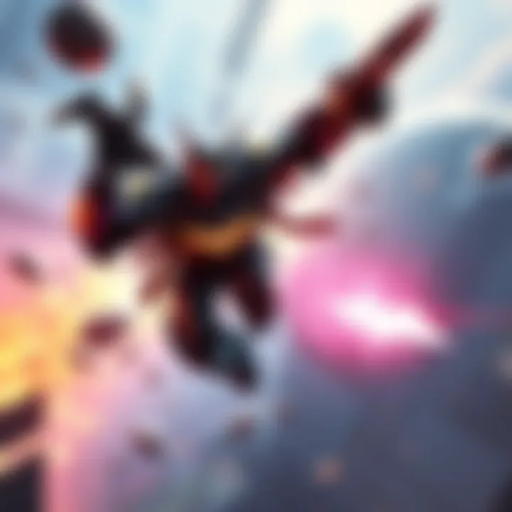 Character Rein flying through the air like a missile during a competitive gaming match